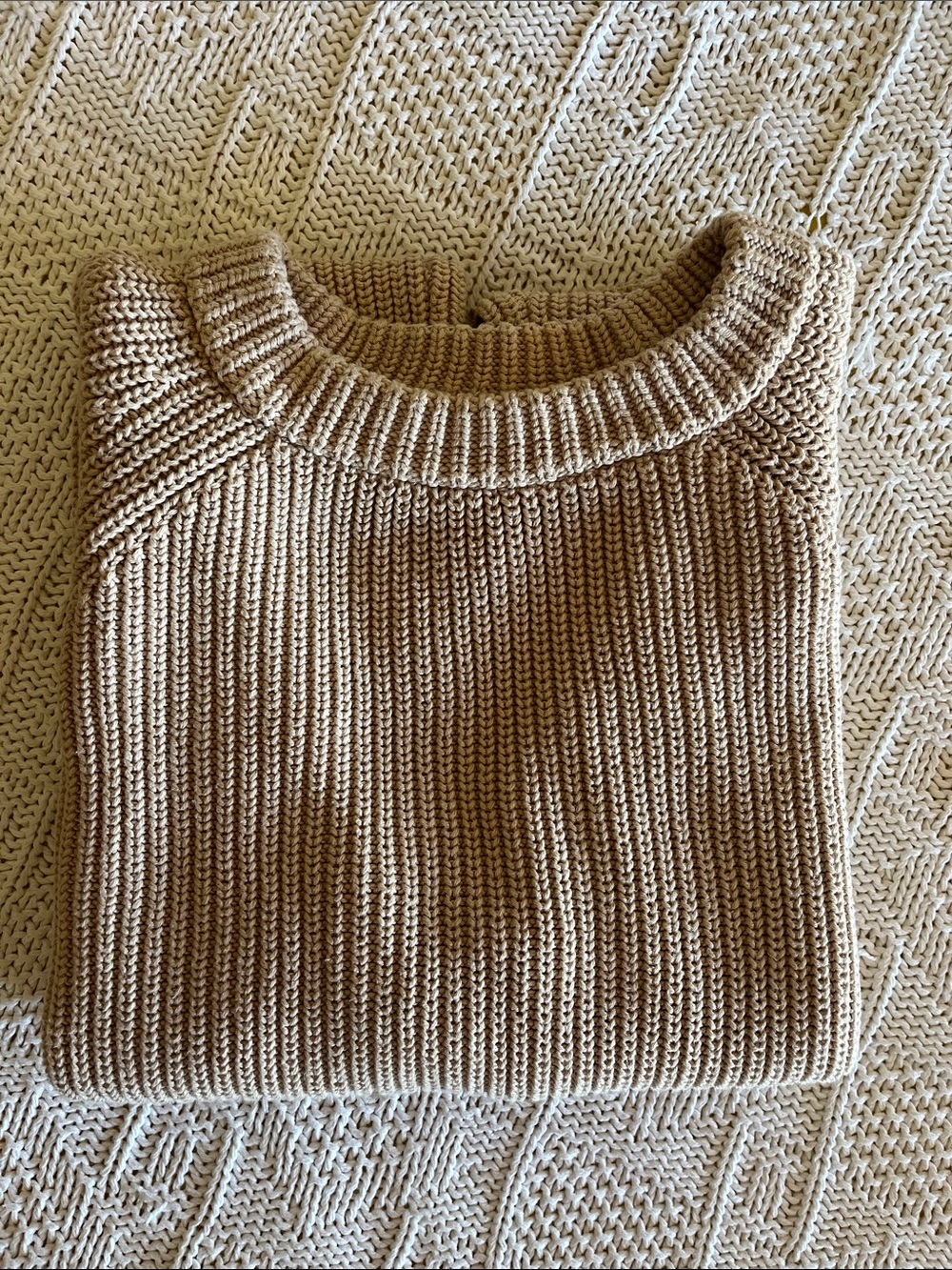 Jenni Kayne Cotton Fisherman Sweater in Oatmeal Sz M - Picture 11 of 11